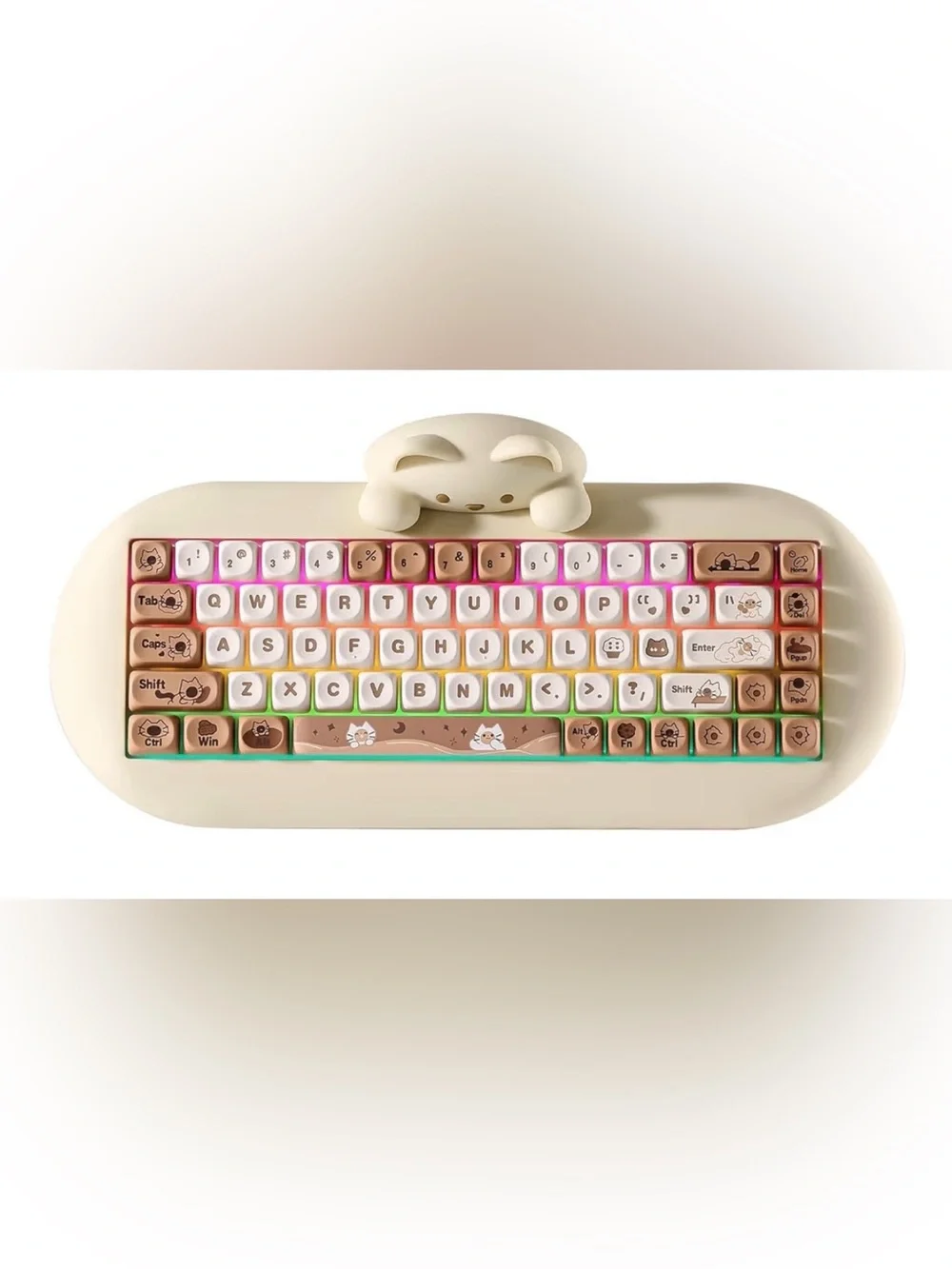 Yunzii C68 Wireless Mechanical Keyboard 65% layout in Cream&Brown. Milk Switch
